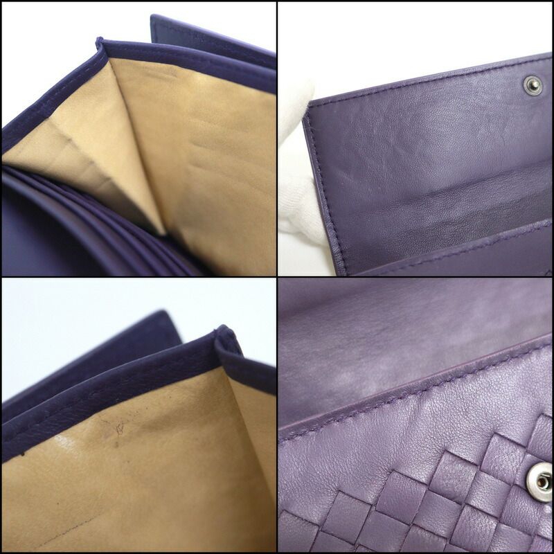 Bottega Veneta Intrecciato Wallet Purple Leather — view 7