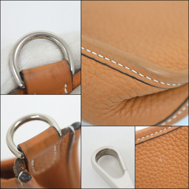 Hermes Evelyne TPM Shoulder Bag Brown Silver Taurillon Clemence — view 8