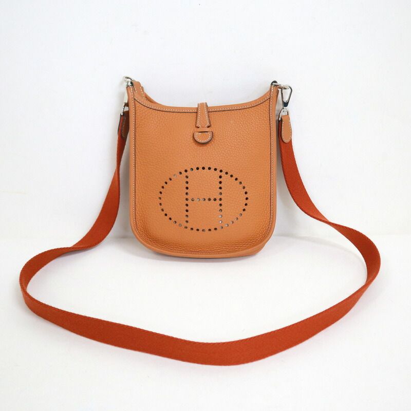 Hermes Evelyne TPM Shoulder Bag Brown Silver Taurillon Clemence — view 3