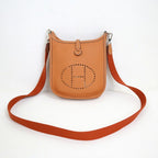 Hermes Evelyne TPM Shoulder Bag Brown Silver Taurillon Clemence — view 3