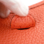 Hermes Evelynemazon Taurillon Clemence Orange Poppy Silver Handbag — view 5