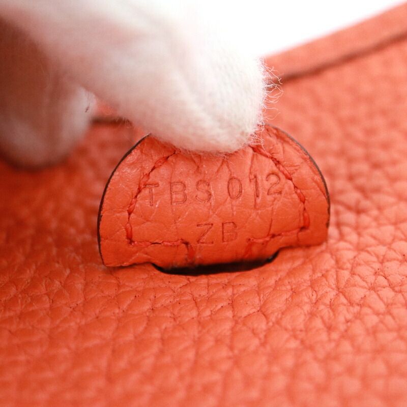 Hermes Evelynemazon Taurillon Clemence Orange Poppy Silver Handbag — view 5