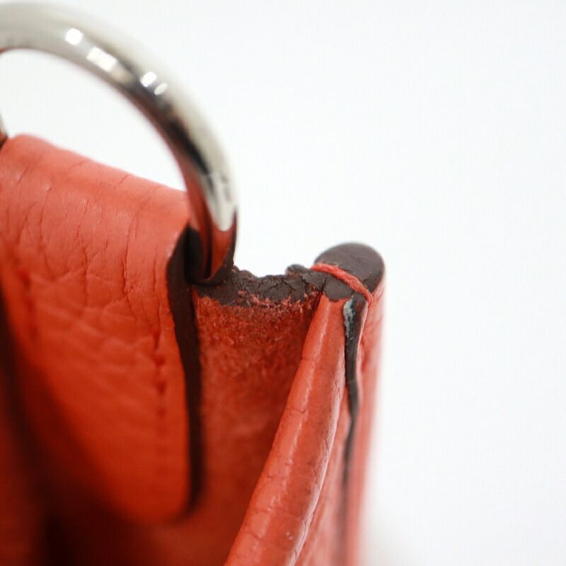 Hermes Evelynemazon Taurillon Clemence Orange Poppy Silver Handbag — view 8