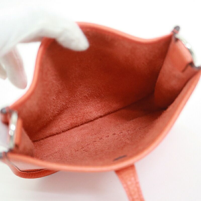 Hermes Evelynemazon Taurillon Clemence Orange Poppy Silver Handbag — view 6