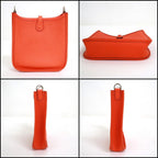 Hermes Evelynemazon Taurillon Clemence Orange Poppy Silver Handbag — view 2