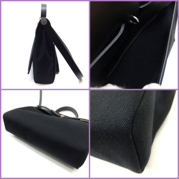 Hermes Messenger Herbag 39 Toile Military Vache Hunter Black Carved — view 4