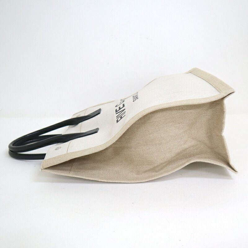 Saint Laurent Rivego Chute Bag Canvas Leather Beige Off White Off-white X Black — view 5