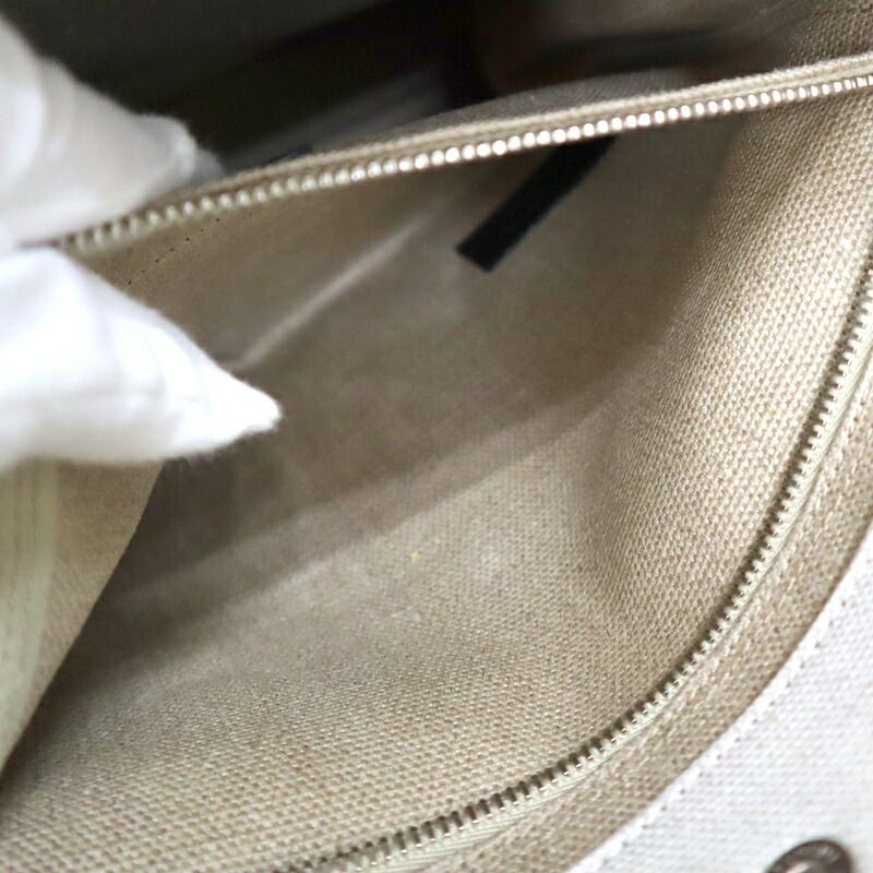 Saint Laurent Rivego Chute Bag Canvas Leather Beige Off White Off-white X Black — view 9