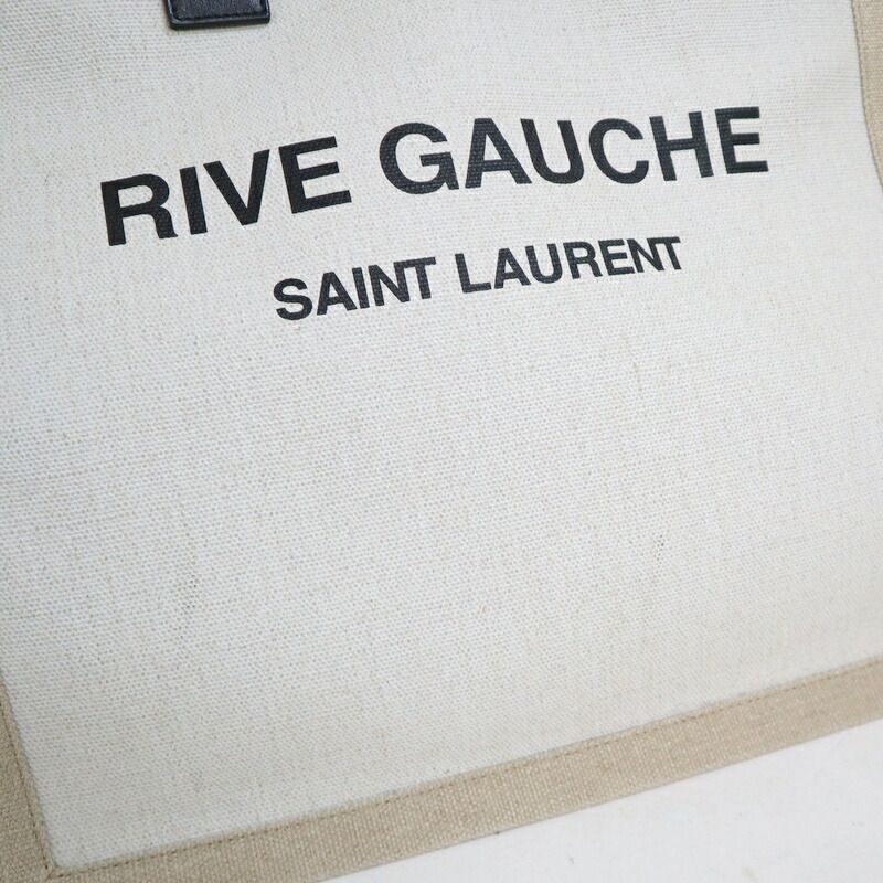 Saint Laurent Rivego Chute Bag Canvas Leather Beige Off White Off-white X Black — view 2