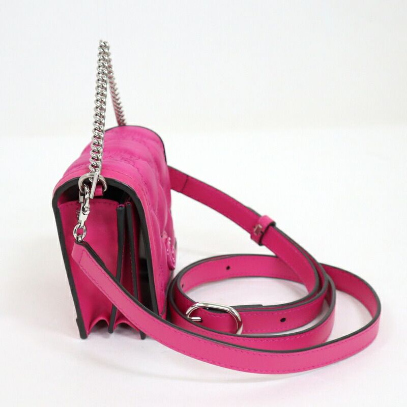 Gucci Mini Shoulder Bag Leather Pink Silver — view 3