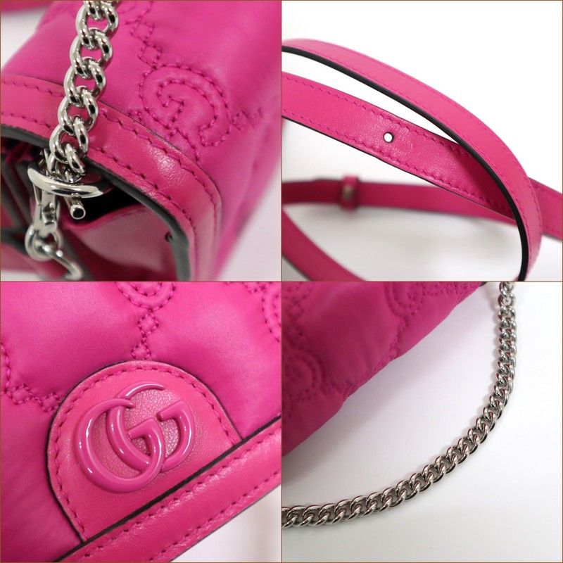 Gucci Mini Shoulder Bag Leather Pink Silver — view 5