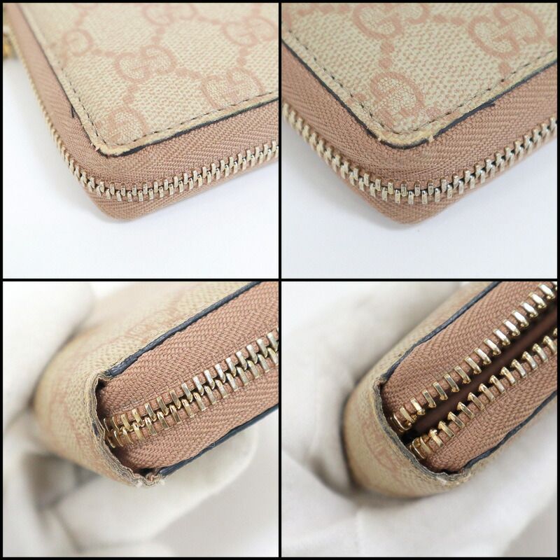 Gucci Zip Around Wallet GG Supreme Canvas Beige Pink — view 6