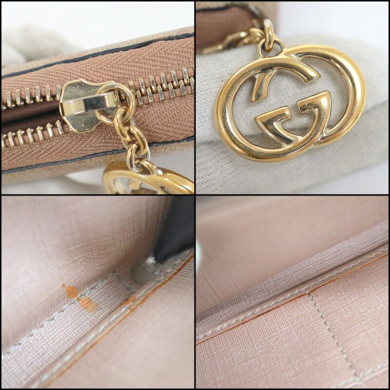 Gucci Zip Around Wallet GG Supreme Canvas Beige Pink — view 7