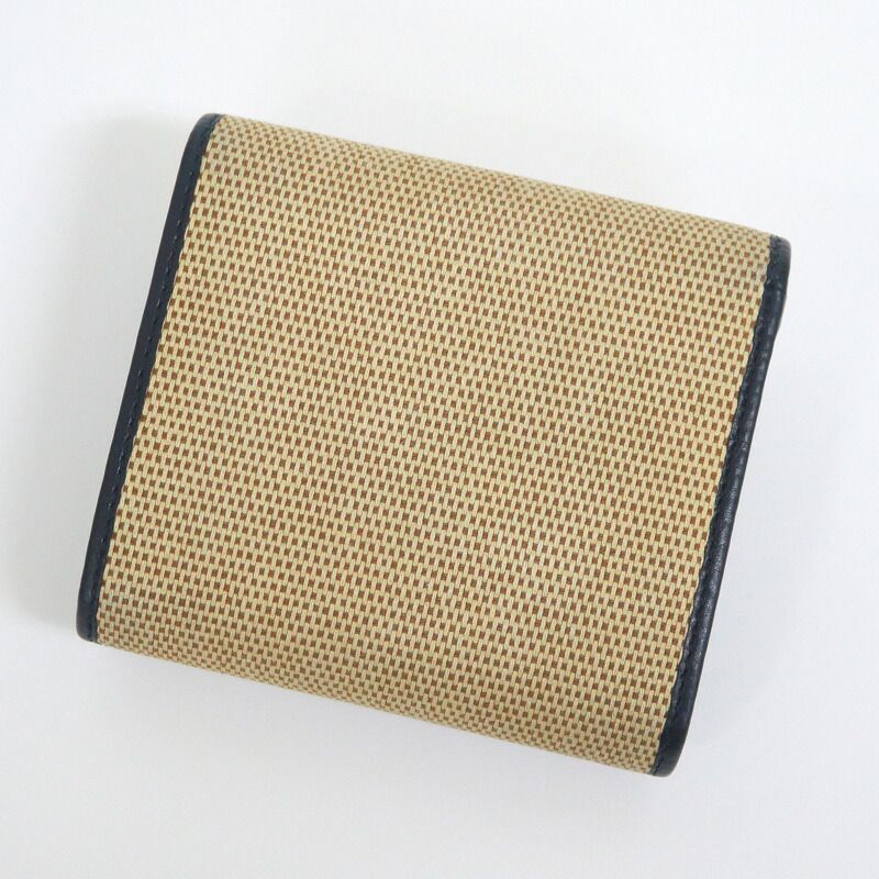 Gucci Bifold Wallet Horsebit Canvas Leather Gold Beige Navy — view 2