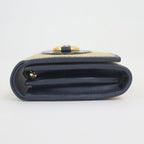 Gucci Bifold Wallet Horsebit Canvas Leather Gold Beige Navy — view 3