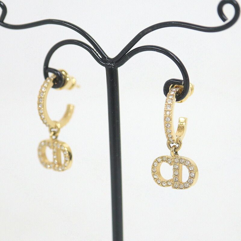 Dior Clair D Lune Swing Earrings Rhinestone Gold Clear — view 2