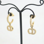 Dior Clair D Lune Swing Earrings Rhinestone Gold Clear — view 2