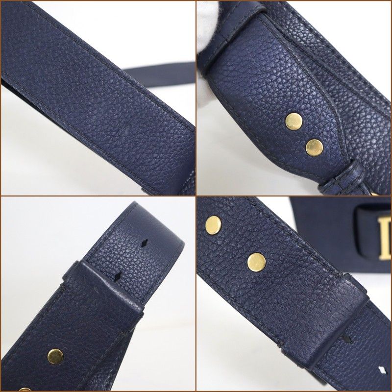Dior Evolution Shoulder Bag Navy Gold Leather — view 7
