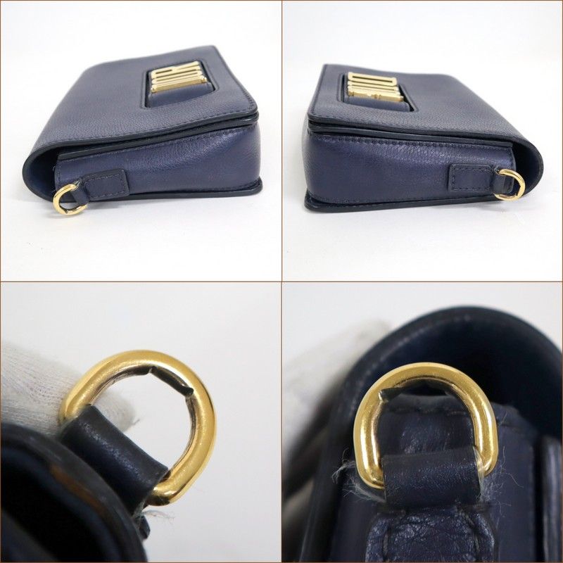 Dior Evolution Shoulder Bag Navy Gold Leather — view 4