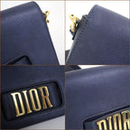 Dior Evolution Shoulder Bag Navy Gold Leather — view 3
