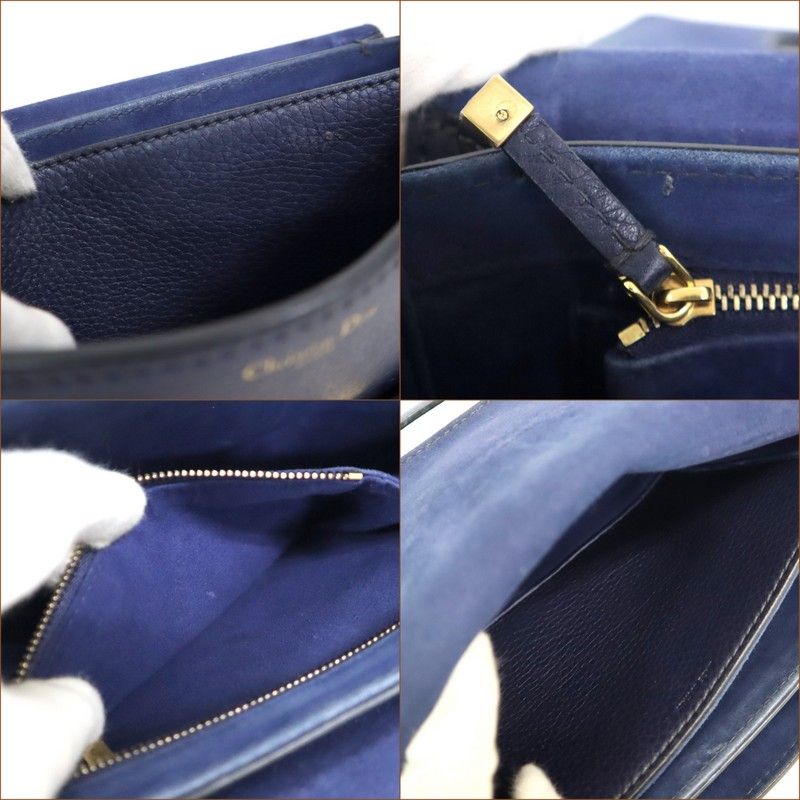 Dior Evolution Shoulder Bag Navy Gold Leather — view 9