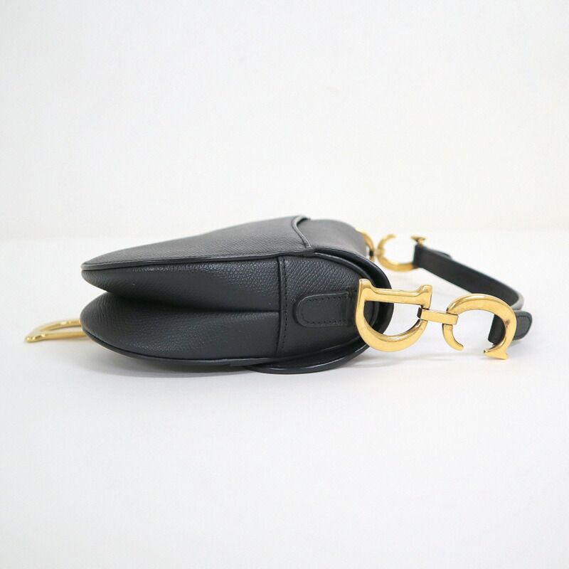 Dior Saddle Bag Mini Black Gold Calf Leather — view 3