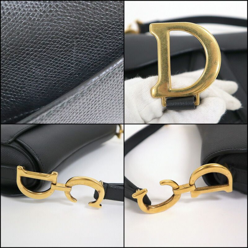 Dior Saddle Bag Mini Black Gold Calf Leather — view 7