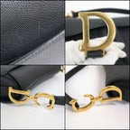 Dior Saddle Bag Mini Black Gold Calf Leather — view 7