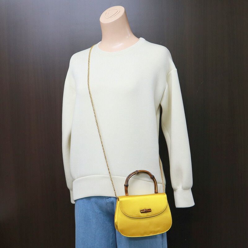 Gucci Bamboo Satin Shoulder Bag Gold — view 9