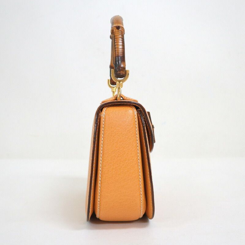 Gucci Bamboo 2-Way Shoulder Bag Leather Brown Gold — view 3