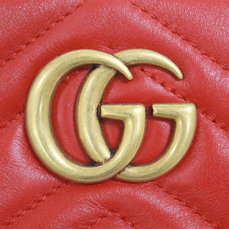 Gucci Waist Bag GG Marmont Red Vinte Gigold Leather — view 7