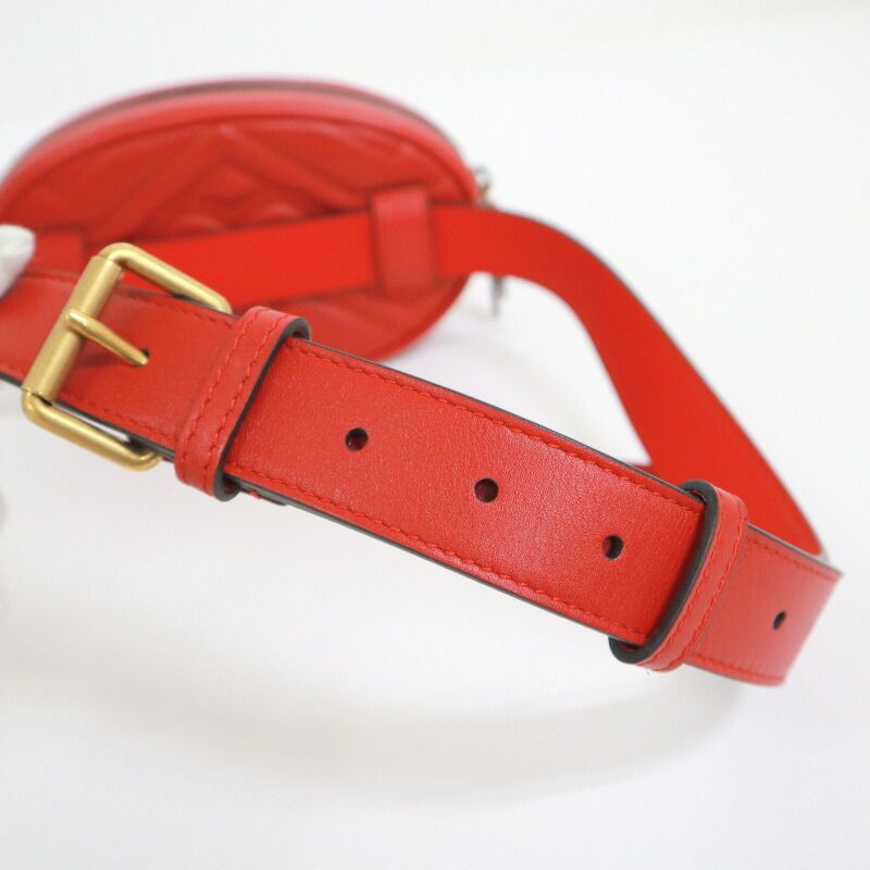 Gucci Waist Bag GG Marmont Red Vinte Gigold Leather — view 6