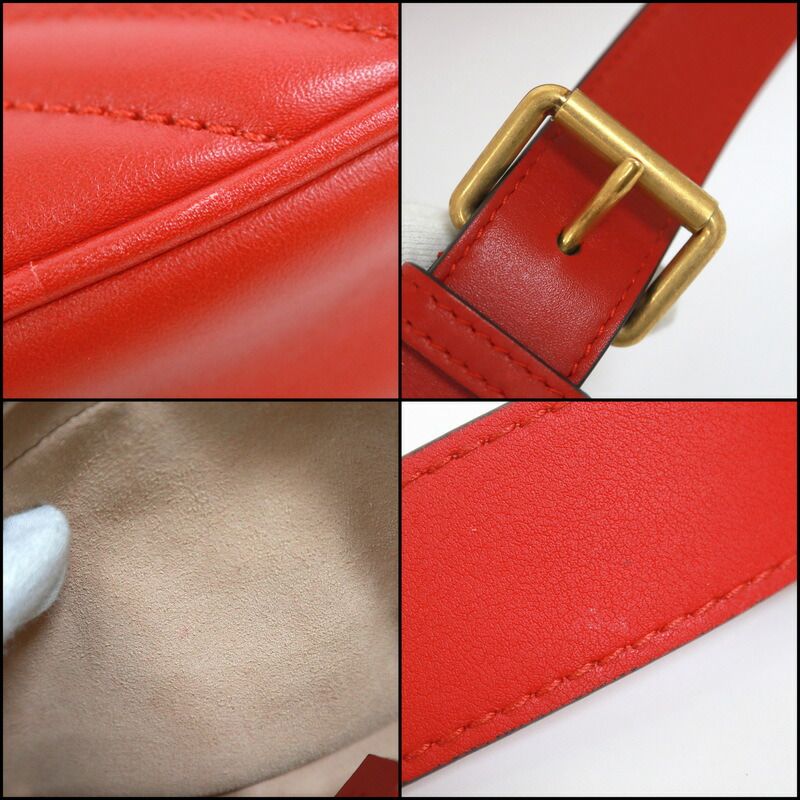 Gucci Waist Bag GG Marmont Red Vinte Gigold Leather — view 8