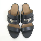 Hermes Ovacion Sandals Leather Black Silver 35 — view 2