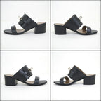 Hermes Ovacion Sandals Leather Black Silver 35 — view 6