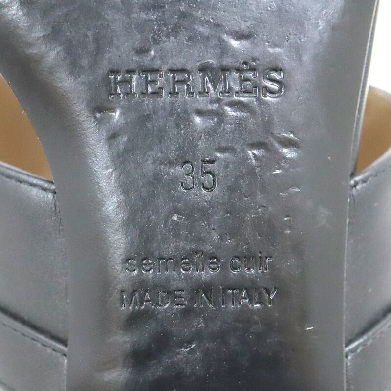 Hermes Ovacion Sandals Leather Black Silver 35 — view 8