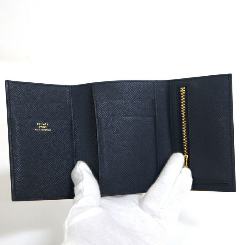 Hermes Bearn Combination Blue Navy Gold Epsom — view 4