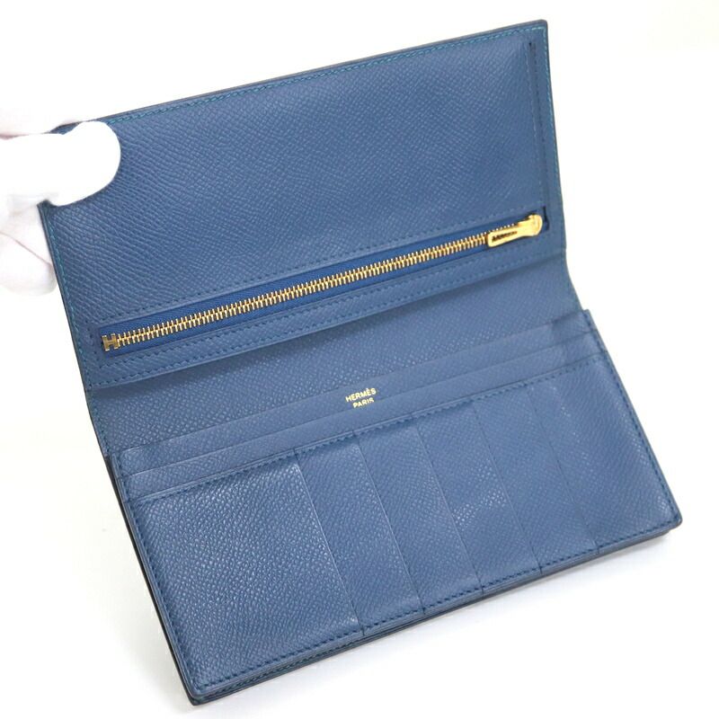 Hermes Bearn Souffle Verso Wallet Bicolor Veil Boss Folle Deep Blue Vale Bosphor — view 6