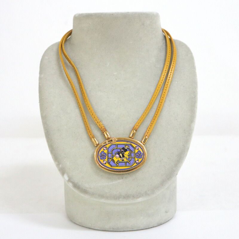 Hermes Enamel Leather Cord Choker Cavalry Yellow — view 7