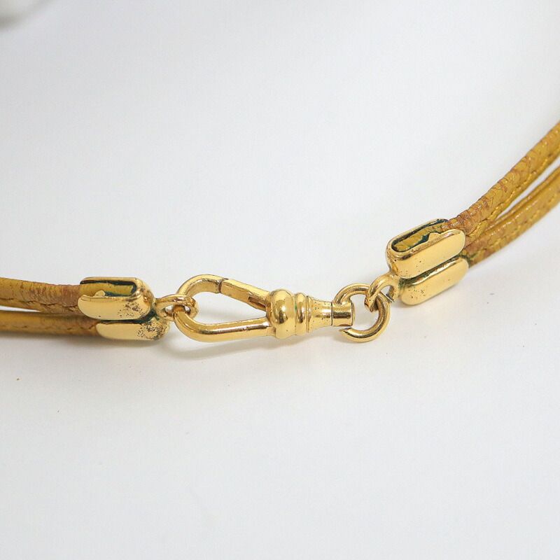 Hermes Enamel Leather Cord Choker Cavalry Yellow — view 5
