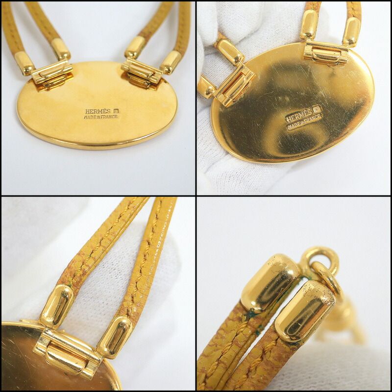 Hermes Enamel Leather Cord Choker Cavalry Yellow — view 6