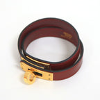 Hermes Kelly Double Tour Bracelet Leather Rouge Ash Gold — view 2