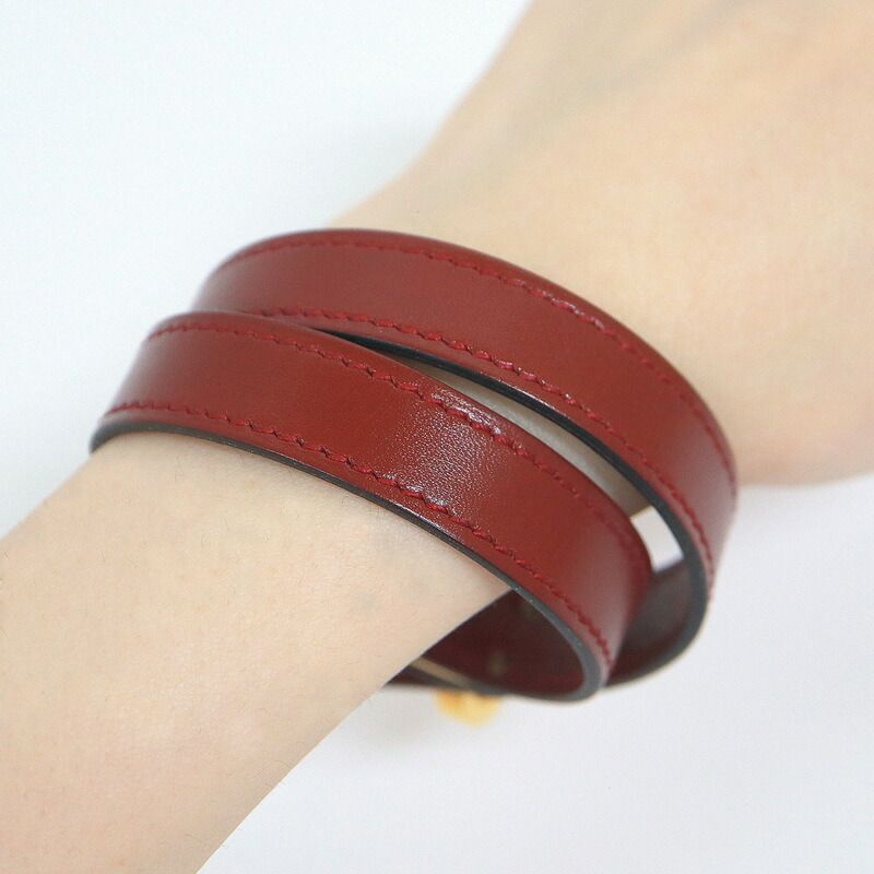 Hermes Kelly Double Tour Bracelet Leather Rouge Ash Gold — view 7