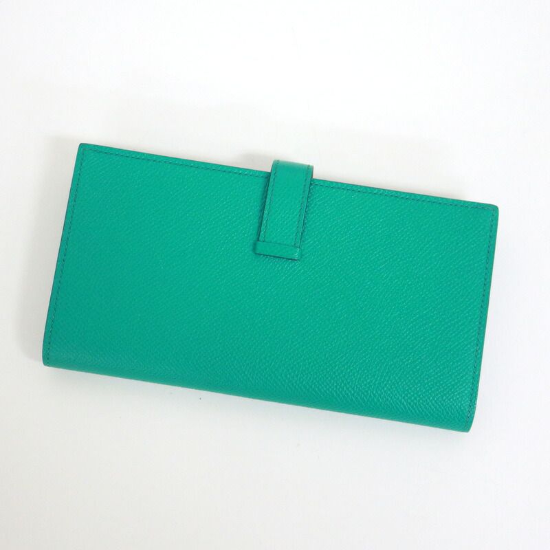 Hermes Bearn Souffle Bifold Wallet Epsom Vert Jade Silver — view 2