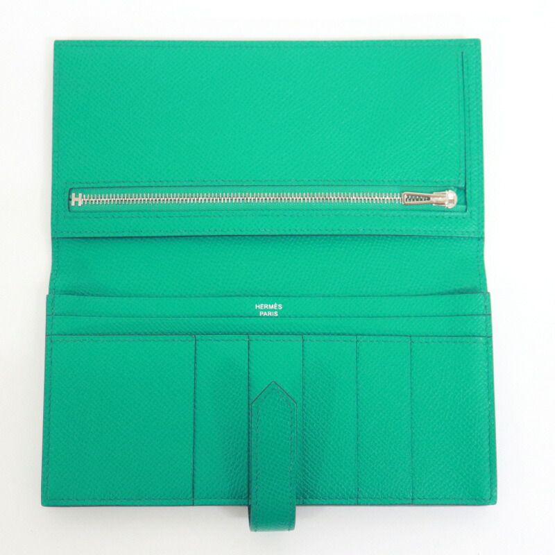 Hermes Bearn Souffle Bifold Wallet Epsom Vert Jade Silver — view 4