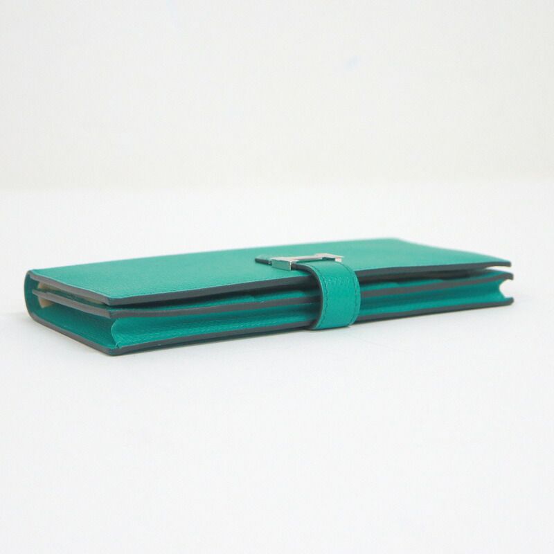Hermes Bearn Souffle Bifold Wallet Epsom Vert Jade Silver — view 3