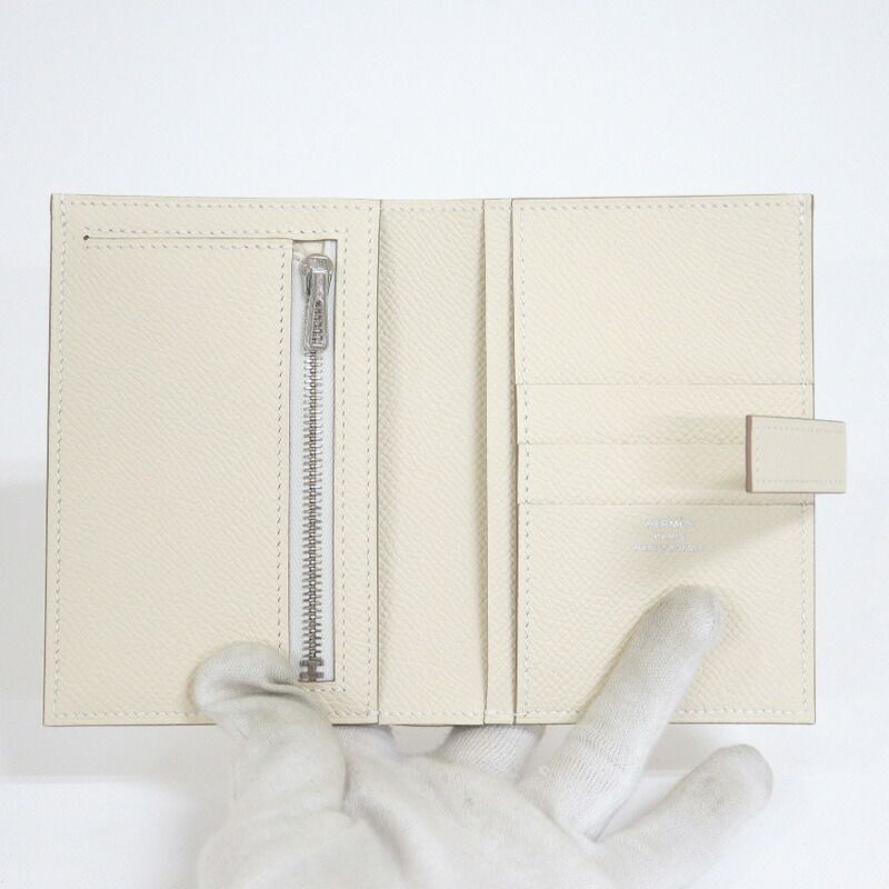 Hermes New-h Passant Compact Fold Wallet Cles Silver Epsom — view 4