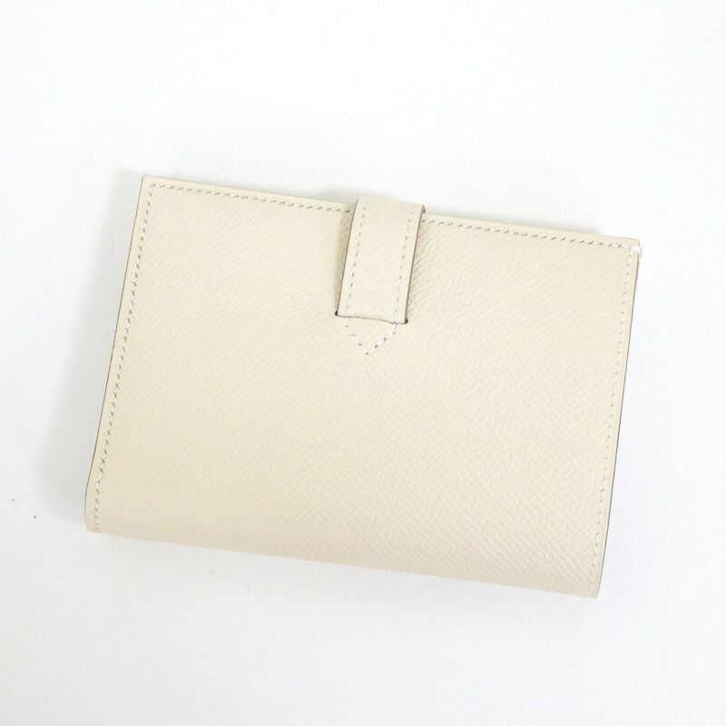 Hermes New-h Passant Compact Fold Wallet Cles Silver Epsom — view 2