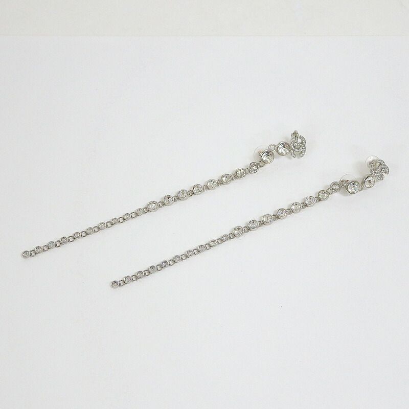 Chanel Earrings Silver Crystal — view 2