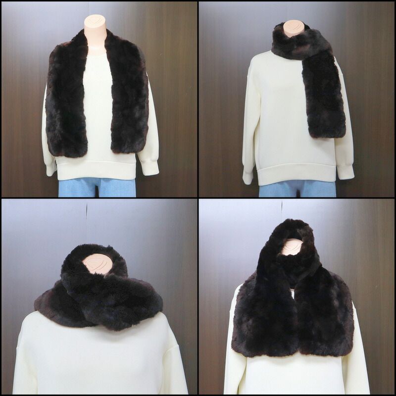 Chanel Lapinfa Scarf Brown Rabbitfa Silk — view 7